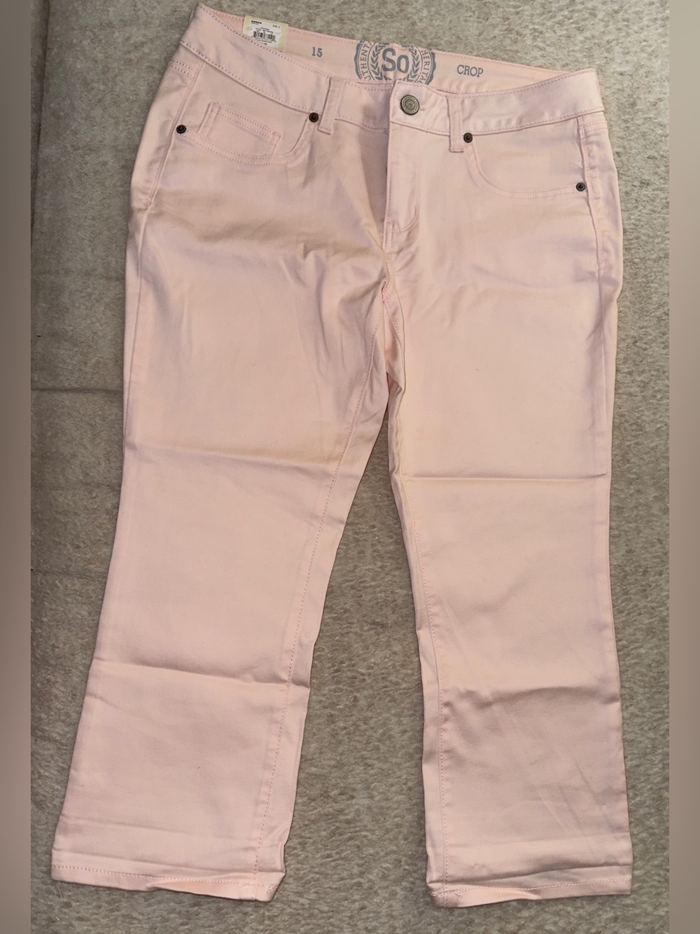 SO Authentic Women’s Size 15 Pink Pearl Low Rise Stretch Crop Jeans NWT